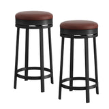 Set Garvee 2 Sgabelli da Bar Girevoli 62 cm con Cuscino in Pelle PU, Struttura in Metallo, Moderno, Nero, per Cucina e Bar di Casa - Brown