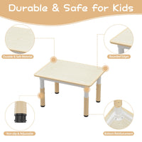 Garvee Tavolo Bambini con 4 Sedie Regolabile Altezza, Piano Scrivibile, Piedi Antiscivolo, Legno Rovere, Casa e Scuola, Multicolore