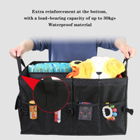 Garvee, grande contenitore pieghevole per auto da 60 litri con divisorio rimovibile, cinghie di fissaggio, materiale robusto per il bagagliaio, uso versatile, nero