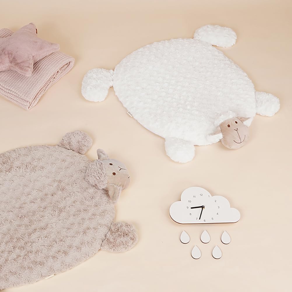 Tappetino per dormire Garvee per animali domestici, antiscivolo, in peluche, a forma di pecora, color latte, per auto e casa, versatile
