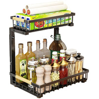 Garvee Organizer sottolavello in formato L con ripiano scorrevole a 2 livelli per cucina e bagno, altzza regolabile, antiruggine, acciaio al carbonio