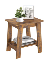 Tavolino laterale Garvee con 2 ripiani, stile industriale, robusta struttura in metallo, superficie in legno, marrone rustico, compatto, per soggiorno e ingresso