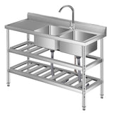 Lavello in acciaio inox Garvee da 47 pollici a doppia vasca - 119x46x81 cm, ampia superficie di lavoro con due vasche per cucine esigenti e famiglie numerose. - Sliver