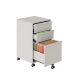 Garvee Mobiletto File Scorrevole 3 Cassetti in Legno Bianco, Armadietto Ufficio con Ruote Blocca, Supporto Stampante, Sotto Scrivania, Compatto - White