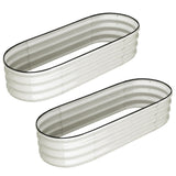 Garvee Vaso da Giardino Ovale in Acciaio Zincato Bianco 137x61x30 cm per Esterni e Orto, Resistente e con Drenaggio Aperto - White