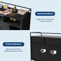 Garvee - Lettiera per gatti con struttura in metallo e doppi ripiani, nero moderno, per soggiorni e piccoli appartamenti