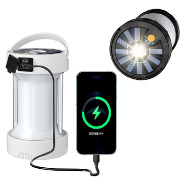 Lampada da campeggio a LED Garvee, luce solare per tenda, ricaricabile tramite USB, portatile, con 4 modalità di luce, lanterna da giardino di emergenza per pesca notturna, caccia all'aperto