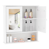 Garvee Armadio da Bagno con Specchio, Ripiani Regolabili, Montaggio a Parete, Bianco, Design Rustico Moderno, Multiuso per Bagno e Cucina, 58,4x56,1x13 cm - White