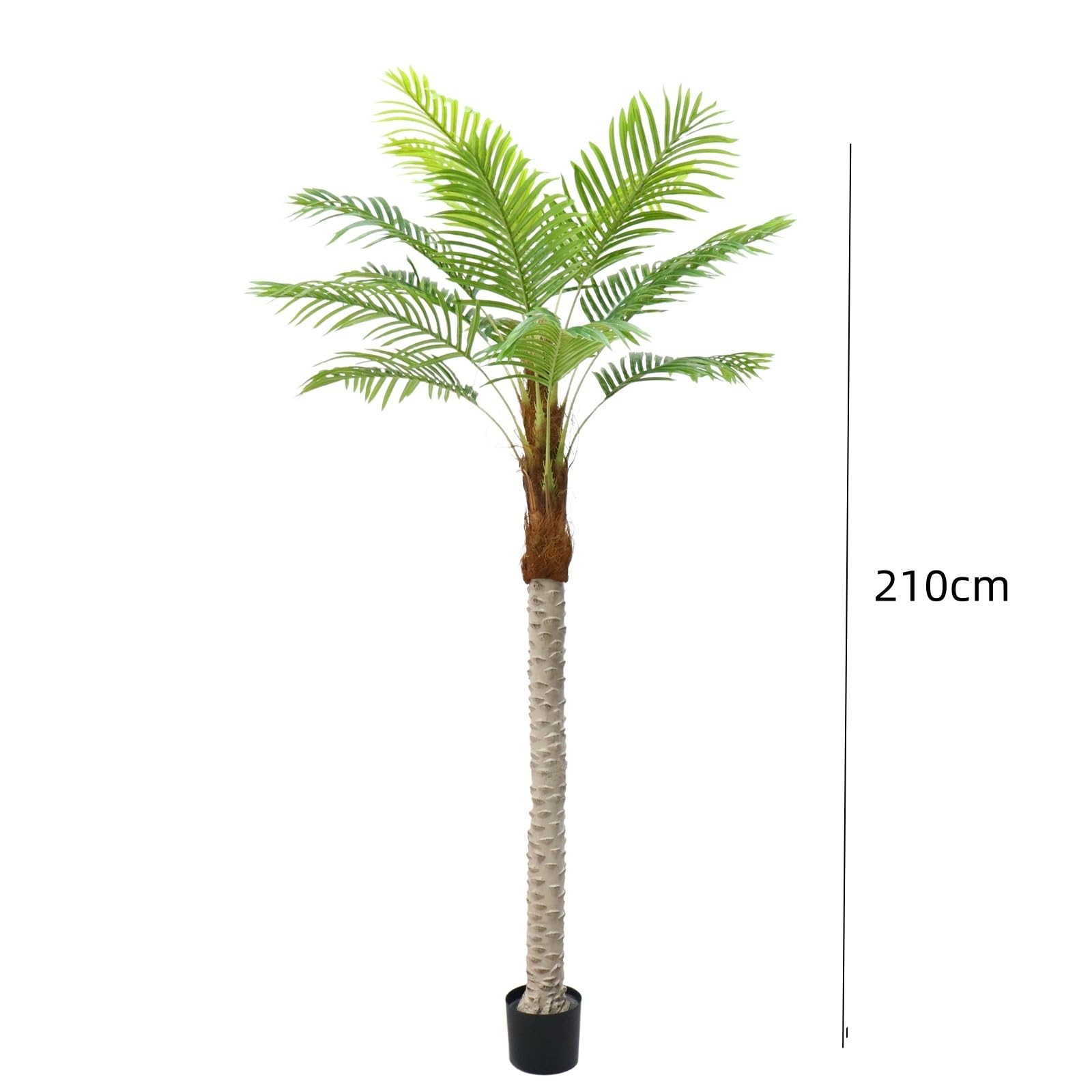 Palma artificiale Garvee da 2 metri con 15 tronchi, aspetto realistico della corteccia, foglie rinforzate in metallo, robusto vaso in cemento per uso interno ed esterno, verde