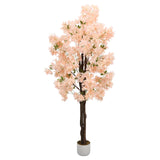 Garvee Albero di Ciliegio Artificiale 180 cm con Fiori Rosa in Vaso Nero per Interno ed Esterno, Decorazione Eventi e Casa - Rosa Chiaro