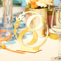 Garvee, cartelli con numeri da tavolo in acrilico per matrimoni, esagonali, trasparenti, con specchio dorato, per decorazioni di ricevimenti e banchetti nuziali 1-15