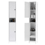 Mobiletto da bagno alto Garvee da 170.18 cm con 2 ante a battente, 1 cassetto per bagno e cucina, legno, stretto, robusto, versatile, acrilico trasparente, bianco - Bianco