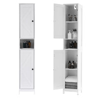 Mobiletto da bagno alto Garvee da 170.18 cm con 2 ante a battente, 1 cassetto per bagno e cucina, legno, stretto, robusto, versatile, acrilico trasparente, bianco
