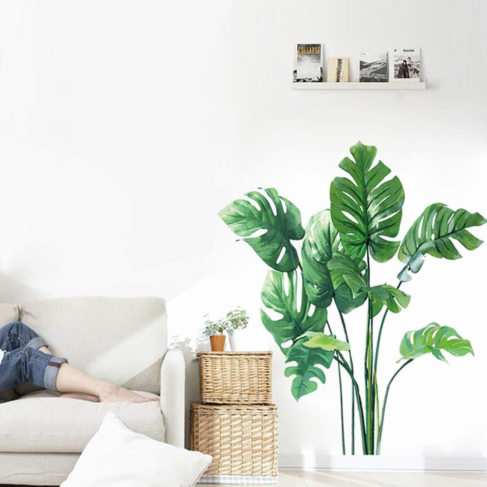 Adesivi murali Garvee Tropical Plants 30 x 90 cm in vinile verde decorativo per soggiorno, camera da letto, cucina, bagno