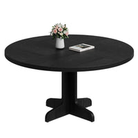 Tavolo da pranzo rotondo Garvee da 47" con struttura in metallo e piano in MDF per 4 persone, cucina e sala da pranzo, design rustico, marrone