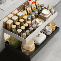 Cassetto telescopico estensibile Garvee, organizer per mobili da cucina, 42 cm x 32 cm x 7,5 cm, nero, salvaspazio e versatile