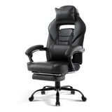 Sedia da ufficio Garvee grande e alta, sedia da gioco ergonomica con poggiapiedi per ufficio e casa, in similpelle, braccioli regolabili, girevole a 360°, altezza regolabile, nera - 
