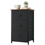 Garvee Cassettiera 3 Cassetti con Cestini Rimovibili Organizer Multiuso per Camera e Soggiorno 42 cm L x 30 cm P x 71,4 cm A Design Legno Compatta - Nero + Colore Vintage