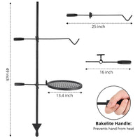 Griglia girevole per falò Garvee, regolabile a 360°, pieghevole, in rete di acciaio, portatile con borsa per il trasporto, per campeggio e barbecue