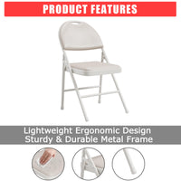 Garvee Set di 2 sedie pieghevoli con rivestimento in similpelle, metallo pieghevole, beige, per campeggio e ufficio