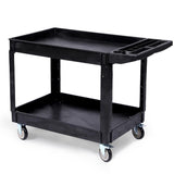 Carrello portaoggetti Garvee a 2 livelli con capacità di carico di 550 libbre, ruote a 360°, plastica HDPE, maniglia ergonomica per magazzino, ufficio, garage, nero