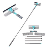 Raschietto per finestre Garvee 2 in 1 con asta telescopica da 65 pollici, testa flessibile, silicone, microfibra, acciaio inossidabile per finestre, docce e auto