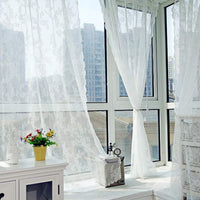 Tenda in pizzo floreale Garvee in voile jacquard semitrasparente per camera da letto e soggiorno, 145x150 cm, crema