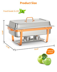 Garvee Chafing Dish Buffet Set, 8 litri in acciaio inox con telaio pieghevole, 2 bruciatori, oro rosa, confezione da 6 per catering e feste