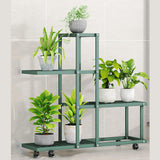 Garvee Plant Stand Mensola angolare con ruote, multilivello, struttura in ferro robusto per soggiorno, balcone, giardino, impermeabile, stabile, nero - nero
