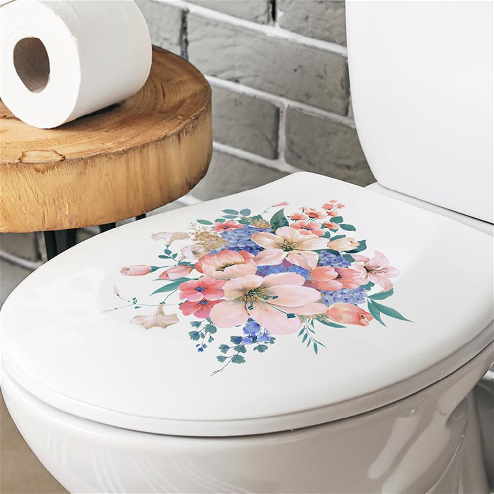 Adesivi per sedile WC Garvee Floral, autoadesivi, rimovibili, in PVC, impermeabili, decorazione per il bagno, stile 2
