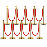 Set di pali di barriera in acciaio inossidabile Garvee con corde in velluto rosso, 10 pezzi, antiruggine, peso stabile, elegante barriera per eventi, uso versatile - Rosso