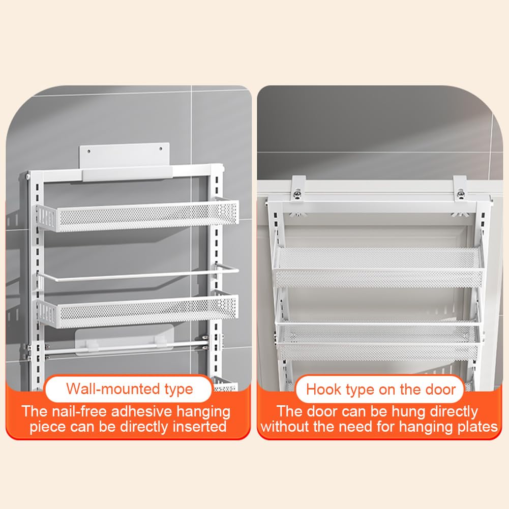 Garvee Organizer per porta in metallo regolabile a 6 livelli, salvaspazio, robusto, regolazione flessibile dell'altezza, cucina e stoccaggio, metallo, nero