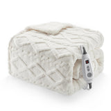 Garvee Coperta Elettrica 180x130 cm con 6 Livelli di Calore, Controllo LCD, Fleece e Sherpa, Calore Uniforme, Off-White per Divano e Letto - Weiß