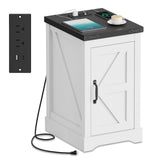 Tavolino da Fianco Rustico Garvee con 2 Prese AC e 2 Porte USB, Ripiano Regolabile, Legno ad Alta Densità, Bianco Antico, per Camera da Letto e Soggiorno