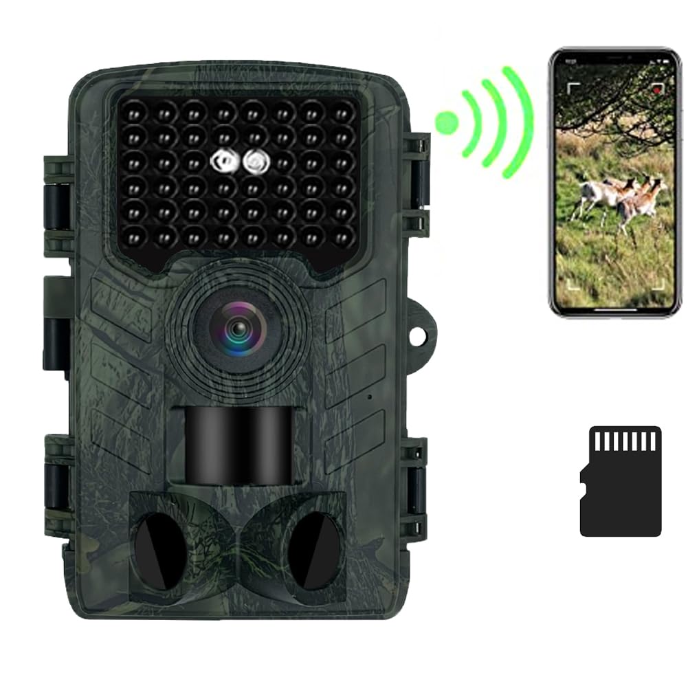 Telecamera Garvee WiFi 48MP 2.7K IP66 impermeabile Sensore grandangolare 120° per il monitoraggio della fauna selvatica (non è richiesta alcuna scheda di memoria)