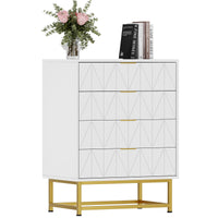 Cassettiera Garvee a 4 cassetti con ampio spazio di archiviazione, legno MDF, gambe in metallo dorato per camera da letto e corridoio, moderna, robusta, antigraffio