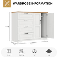 Cassettiera multifunzionale in legno Garvee con 2 ante e 4 cassetti per camera da letto e spogliatoio, impermeabile, robusta, colore legno naturale