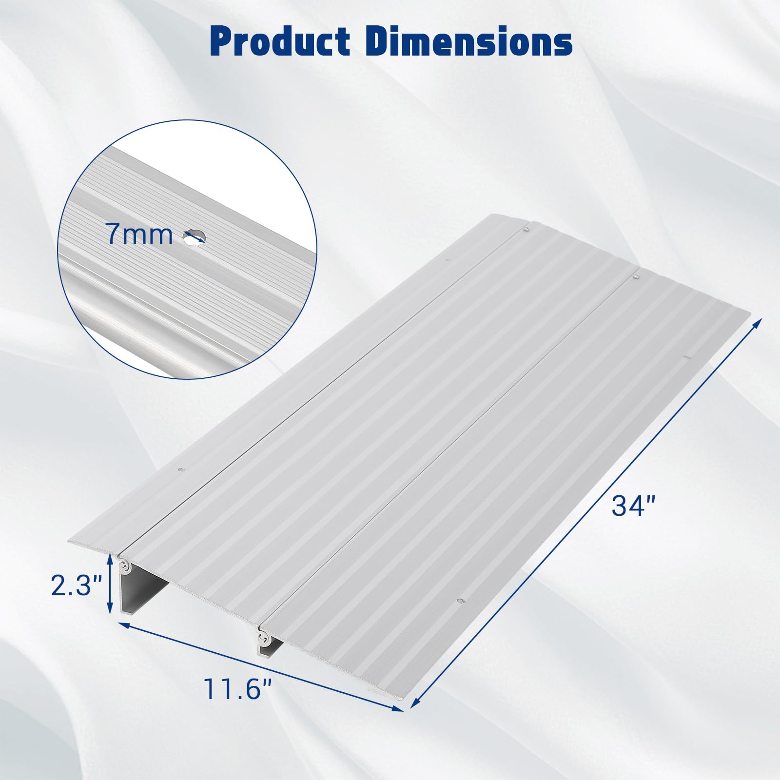 Rampa di soglia in alluminio Garvee, 2 pezzi – 34" L x 11,6" W x 2,3" H, capacità di carico di 700 libbre, per sedie a rotelle, scooter e bici elettriche