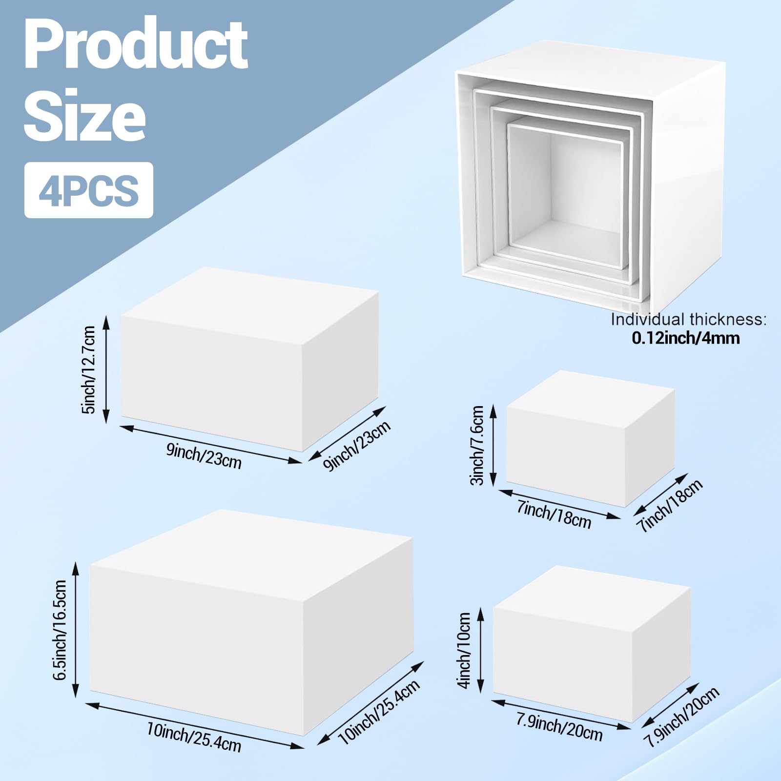 Espositore per buffet Garvee in acrilico bianco, impilabile, stabile, per feste e matrimoni, 7-10 pollici