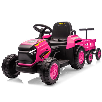 Trattore per bambini Garvee Kids Tractor 12V Twin Motor – Rosa moderno con doppio motore, telecomando per genitori e musica per bambine dai 3 anni in su, da usare nel parco giochi o in giardino.
