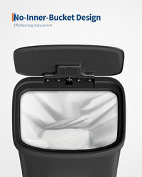 Pattumiera in metallo Garvee da 80 litri con coperchio, antiruggine, chiusura ammortizzata, maniglia ergonomica, nera, per cucina e ufficio, compatta e resistente