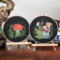 GARVEE Kit da ricamo per principianti da 5 pezzi, punto croce a forma di fungo, pratico kit da cucito, decorazione in cotone, set di pittura per principianti per la casa