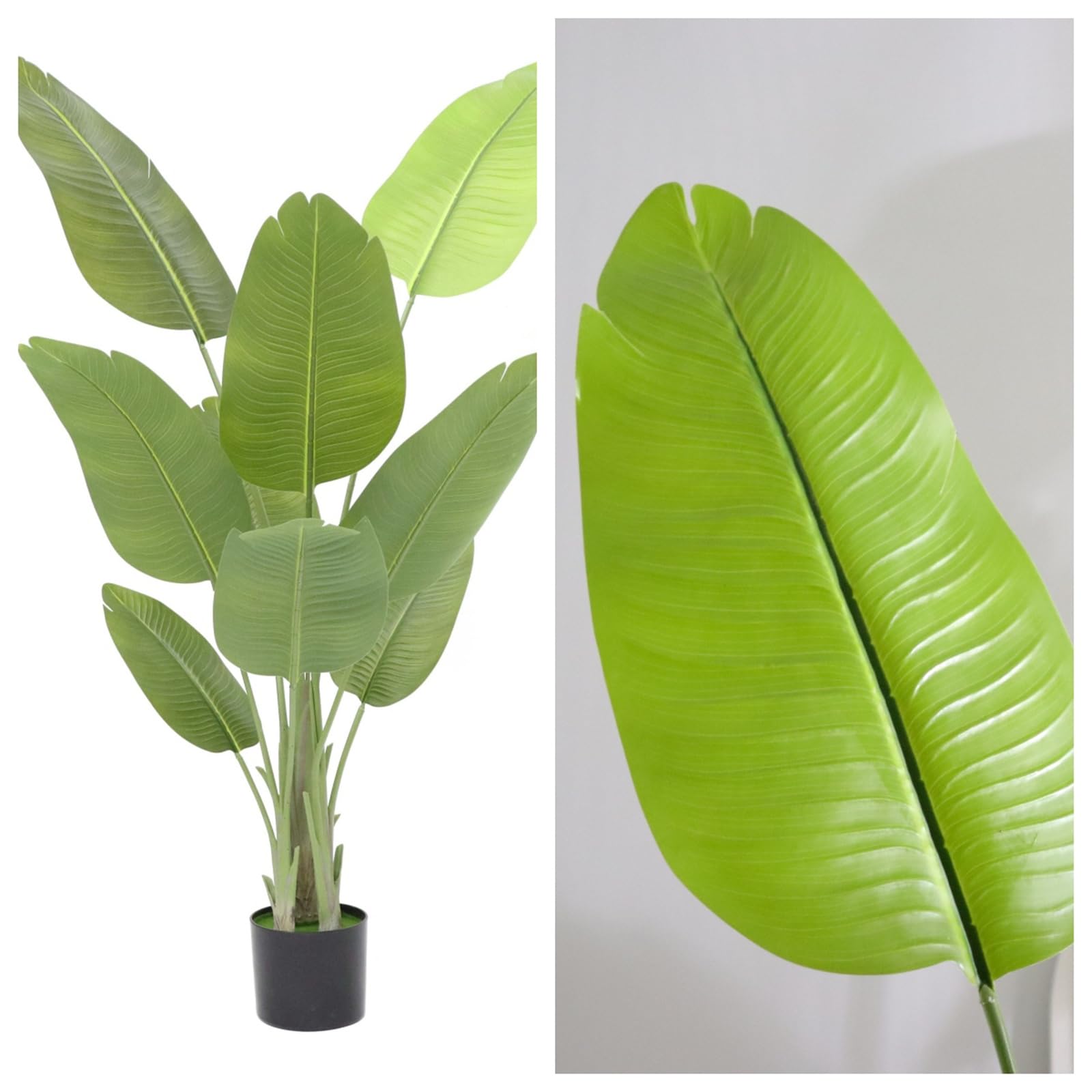Garvee Pianta Artificiale Uccello del Paradiso 5FT Palma Tropicale Finta con Vaso per Interni Casa Ufficio Soggiorno Verde