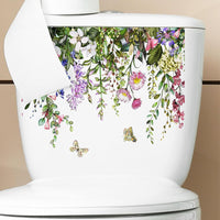 Adesivi per sedile WC autoadesivi Garvee, adesivi murali con foglie di piante verdi per il bagno, 29 x 22 cm, copertura decorativa