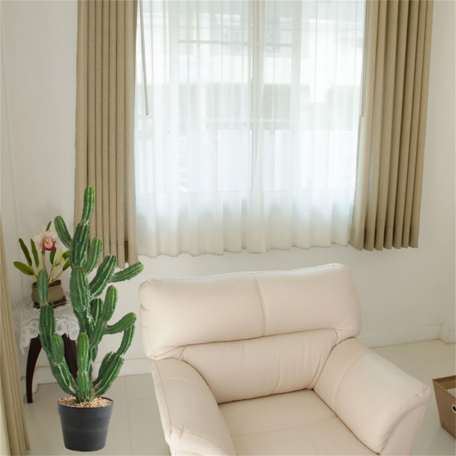 Cactus artificiale Garvee da 32 pollici con texture realistica, materiale PE resistente per ufficio e casa, verde