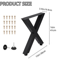 Gambe per tavolino da caffè in metallo Garvee da 16" a forma di X, resistenti, regolabili, nere, per mobili fai da te