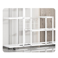 Garvee Plant Stand Mensola angolare con ruote, multilivello, struttura in ferro robusto per soggiorno, balcone, giardino, impermeabile, stabile, nero