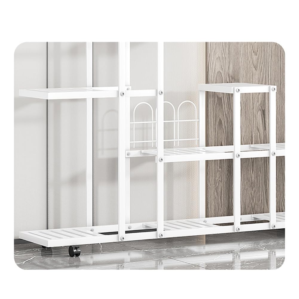 Garvee Plant Stand Mensola angolare con ruote Robusto ferro impermeabile per soggiorno Balcone Giardino Nero