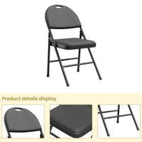 Set di 4 sedie pieghevoli Garvee in similpelle, ergonomiche e leggere, struttura in metallo, impilabili per uso interno ed esterno, nere, capacità di carico di 350 libbre