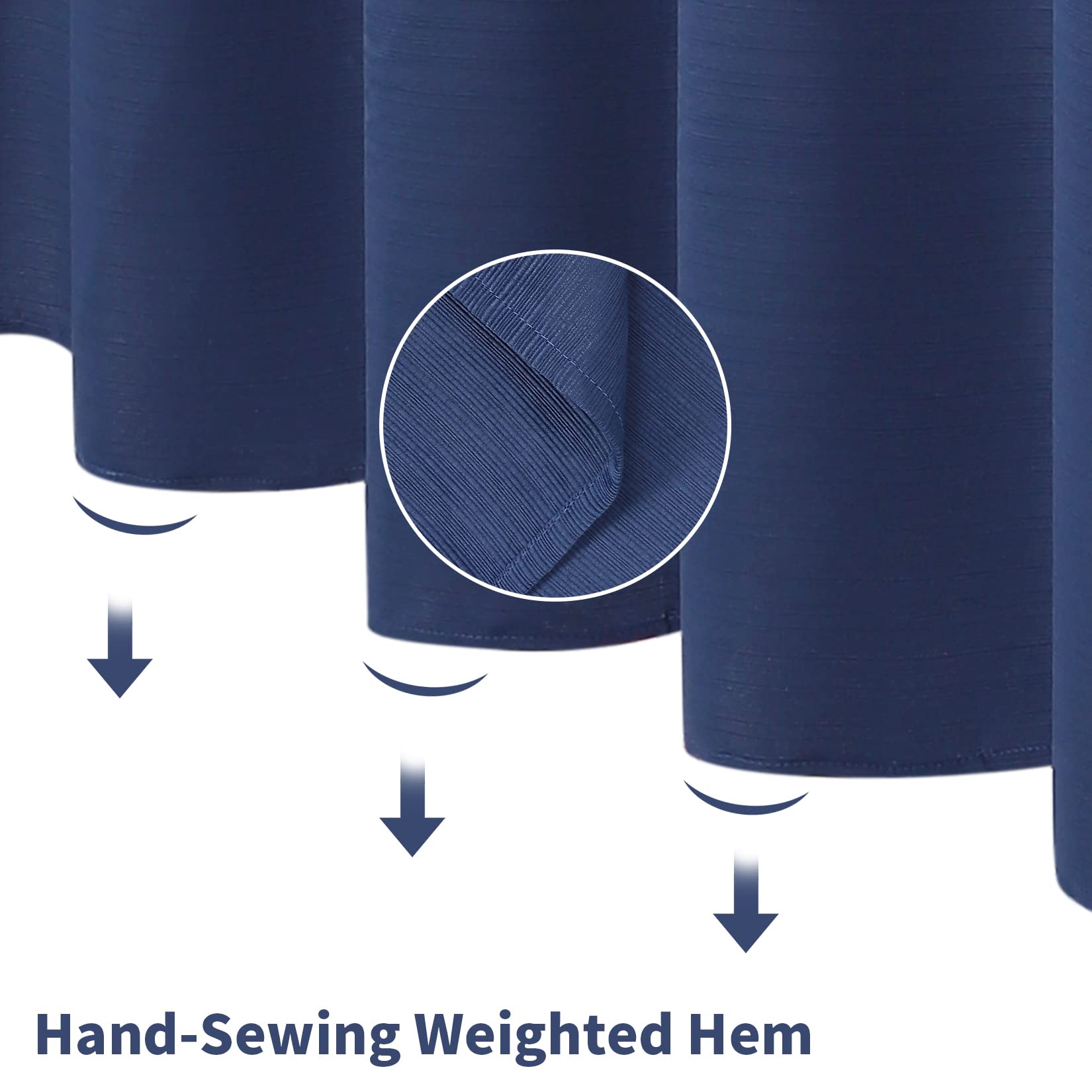 Tenda da doccia GARVEE con strisce testurizzate, lavabile, resistente alla muffa, effetto lino, blu navy, 183x213 cm, qualità alberghiera, bagno